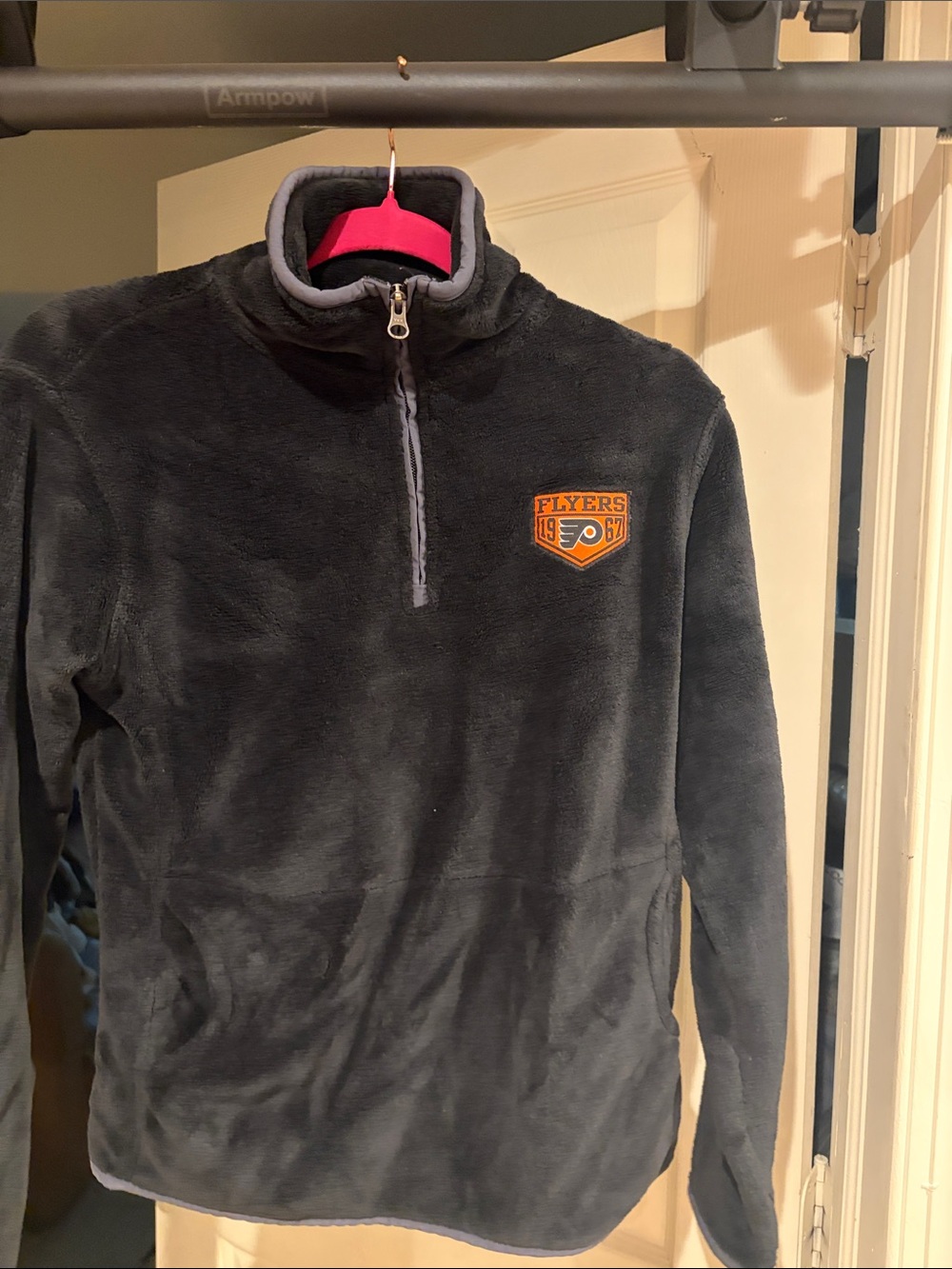 Girl’s Gray Fleece Quarter-Zip Pullover - Flyers  Patch